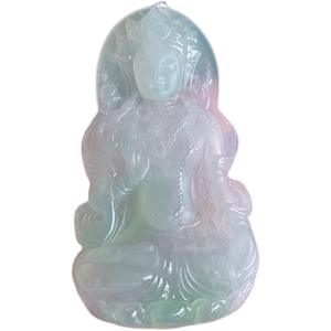 Myanmar tipe A giok alami liontin seperti es mengambang hijau <span class=keywords><strong>Tara</strong></span> Guanyin bodhisatva zamrud liontin 21.22 - Product Image 5