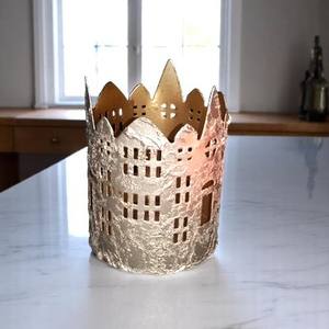 Porte-bougie votif en métal fer forgé sans flamme fait à la main, design château, prix bas, décoration de Noël, Pâques, maison - Product Image 3