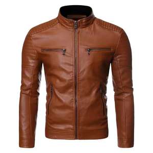 Chaqueta de cuero Pu para hombre popular informal de cuero cálido - Product Image 3