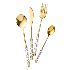 Juego de cubiertos de acero inoxidable de la más alta calidad, cuchillo pesado, tenedor y cuchara, acabado negro para restaurante - Product Image 3