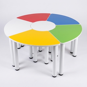 Colorful Modern Kids Activity Table Plastic Student Meeting Desk Round Classroom Furniture with Tapered Legs Customizable - Product Image 6