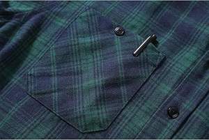 Camisa de Franela Gruesa de Manga Larga 100% Algodón Teñido en Hilo con Cuello Alto para Hombre, Diseño Personalizado, Informal - Product Image 6