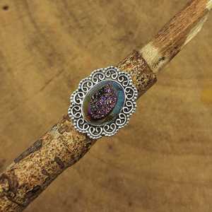 Chunky 925 Sterling Silver Titane Druze Multi Gemstone Ring Handmade Fantaisie Silver Jewelry Parties Anniversaires Moissanite - Product Image 4
