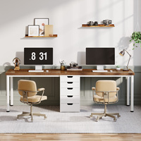 Bureau d'ordinateur pour deux personnes Tribesigns avec 5 tiroirs, table d'étude et de travail, poste de travail moderne et simple, double bureau d'ordinateur