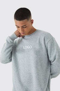 OEM Wholesale Heather Grey <b>Men's</b> Hoodies 100% Cotton Oversized Crew Neck <b>Sweatshirts</b> Breathable Zipper Casual Gym Plain Dyed - Product Image 3