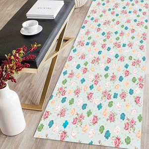 Tapis imprimé de fleurs roses - Tons doux et modernes, décoration de salon, tapis en chenille - Product Image 4