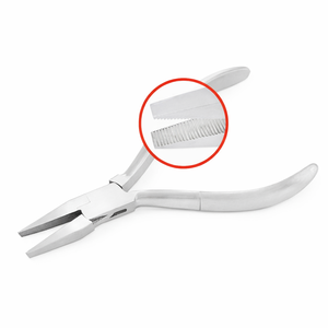 Precision <b>Flat</b> <b>Nose</b> <b>Pliers</b> with Serrated Jaws for Jewelry Making Stainless Steel - Product Image 1