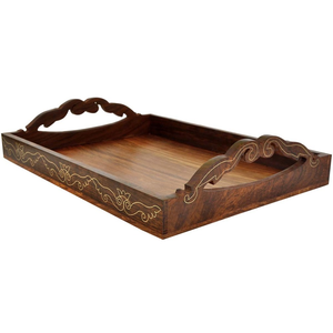 Décor à la maison Art thème haut Standard bois plateau de service dernière conception ronde de haute qualité avec corde Format cadeau de vacances de noël - Product Image 4