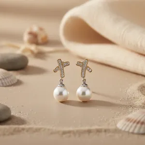 ต่างหูมุกเงินทรงห้อย ดีไซน์เก๋ สำหรับเป็นของขวัญแฟชั่นผู้หญิง - Product Image 3