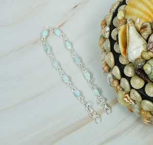 Wholesale Luxury 925 Sterling <b>Silver</b> Larimar Gemstone <b>Bracelet</b> Custom Oval Cut Women's Jewelry Trendy Wedding Gift for Mothers - Product Image 3