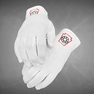 Gants maçonniques brodés en coton blanc respirant et confortable 100% coton taille personnalisée prix pas cher - Product Image 2