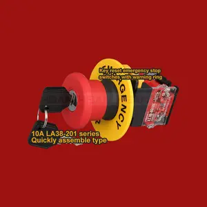 New product quick installation la38-11 22mm Warning ring Normally close key Release new energy equipment emergency stop switch