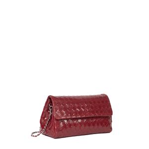 Sac à main bandoulière en cuir tissé rouge foncé pour femme, fermeture éclair, pochette de soirée, sac à main, résistant à l'eau, 7 pouces, cadeau - Product Image 1