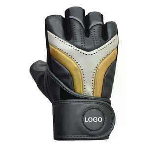 Gants d'haltérophilie en cuir unisexe élégants demi-doigt respirant Protection UV sangle de poignet réglable entraînement de gymnastique - Product Image 2