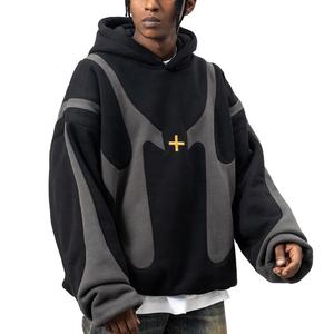 Sweat à capuche oversize en coton 100% lavé à l'acide 340 GSM, molleton épais, impression numérique, motif uni, pour homme - Product Image 4