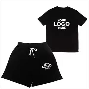 T-shirt et short de sport d'été personnalisés de haute qualité avec logo, design uni teint, imperméables, séchage rapide, taille mi-haute élastique - Product Image 5