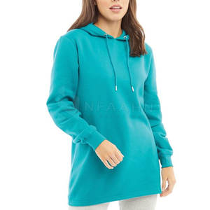 Sudaderas con capucha de algodón y poliéster de secado rápido para mujer, tejido de punto de invierno, manga larga, logotipo impreso, capucha frontal, longitud corta - Product Image 2