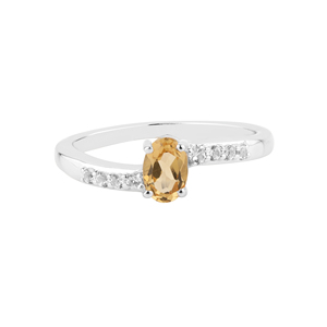 Shah Gems Women's <b>925</b> Sterling <b>Silver</b> Statement <b>Ring</b> Natural Citrine and White Topaz Oval Cut Garnet Everyday Wear - Product Image 2