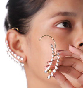 Luxury CZ <b>Ear</b> <b>Cuff</b> <b>Earrings</b> for Women Pear Cut Crystal <b>Ear</b> Climber Wrap <b>Earrings</b> Gold Plated Statement Jewelry - Product Image 1