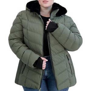 OEM Women's Winter Canvas Bubble Jacket High Quality Custom Made Breathable <b>Fur</b> <b>Trim</b> Finished Processing - Product Image 4