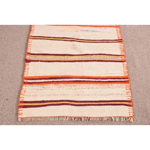 Vintage 2.6x10.7 ft <b>Rug</b>, Turkish <b>Runner</b> <b>Rug</b>, Orange Solid <b>Rug</b> - Product Image 5