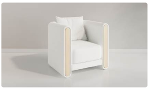 Minimalist <b>Square</b> Fabric Armchair With Wooden Legs Pillow Back Design For Living Room - Product Image 3