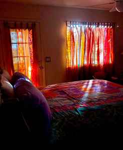 Saree en soie indienne Sari Sheer Boho rideau gitane hippie bohème moderne Floral écologique pleine lumière ombrage maison cantonnières - Product Image 3