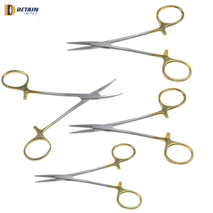 Pinzas Hemostáticas con Mango Dorado, Totalmente Dentadas, de Acero Inoxidable, Kit de Sutura con Bloqueo, Juego de Instrumentos de Alta Calidad con Certificación CE, Manual - Product Image 2