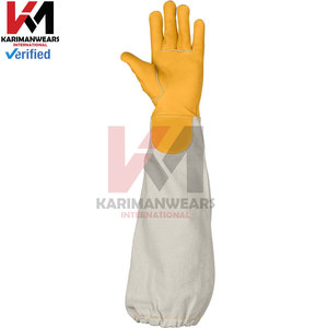 Guantes de apicultura permeables al aire americano Guantes de trabajo de seguridad protectores de Palma de cuero largo Guantes protectores de piel de oveja para apicultores - Product Image 3