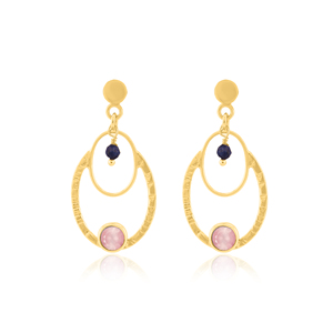 925 Sterling Bạc Tourmaline và ruby mạ vàng bông tai - Product Image 2