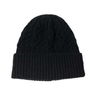 Bonnet en tricot côtelé noir uni en gros, personnalisé avec broderie, classique, plié, hiver, unisexe, vintage, en acrylique jacquard - Product Image 1