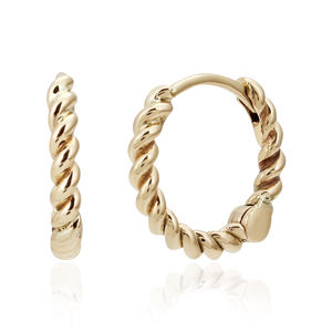 Pendiente liso con textura de aro liso de 925 Plata de ley con textura chapada en oro de lujo más vendido para damas y niñas - Product Image 6