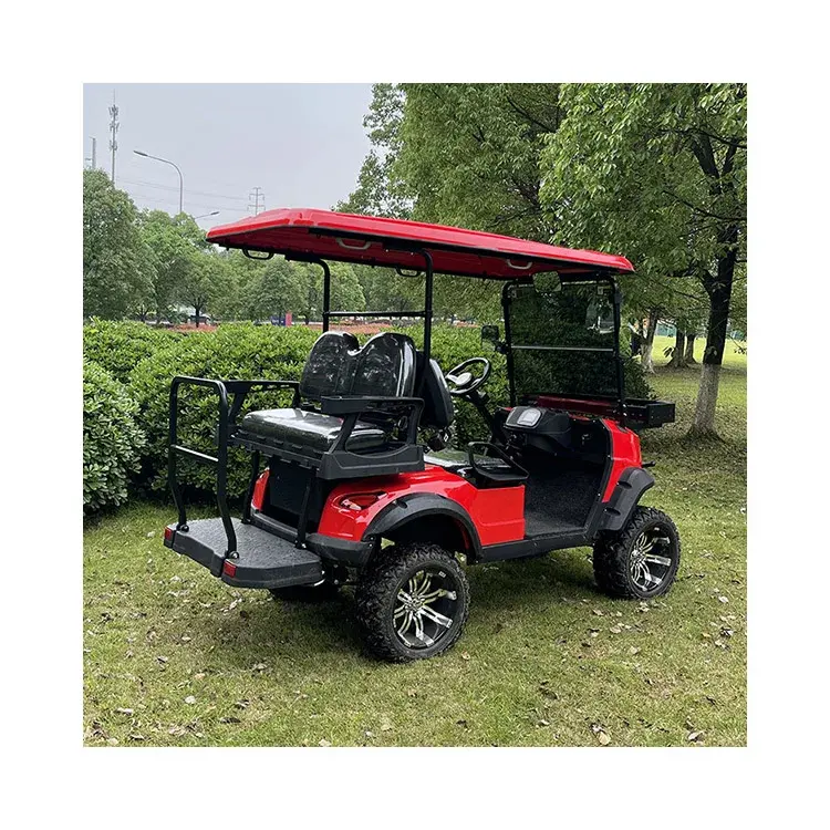 Kereta Golf Elektrik 4 Tempat Duduk, Utilitas Kendaraan Off-Road Olahraga Rekreasi Perjalanan Kereta Golf