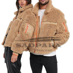 Vestes pour hommes personnalisées Vêtements d'extérieur d'hiver épais et imperméables réversibles avec polaire Sherpa et style décontracté chaud Teddy - Product Image 4