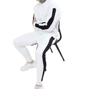 2024 nuevo estilo logotipo personalizado chándal deportivo empalme Color liso Jogger hombres chándal conjunto con rayas - Product Image 6