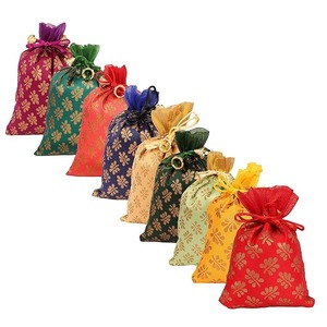 Banarasi Floral Brocade Potli <b>Bag</b> With Pearl Handle &Tassel Ethnic Wedding Purse Women s Handbag for Wedding and Festival Favors - Product Image 1