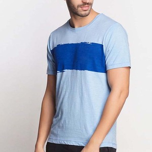 Bloque de color impreso bordado personalizado OEM diseño ropa de hombre camisas de manga corta ropa de verano cuello redondo Camiseta de algodón para hombres - Product Image 6