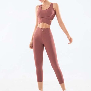 Ensemble de Sport respirant à séchage rapide pour femme, deux pièces, soutien-gorge de Fitness et pantalon, taille haute, Scrunch fesses, Leggings de gymnastique - Product Image 3