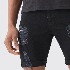 Classic And Relaxed Fit Button Closure Casual <b>Men</b> <b>Skinny</b> Stretch Ripped Denim <b>Shorts</b> Casual Wear Comfortable Fit And Breathable - Product Image 3