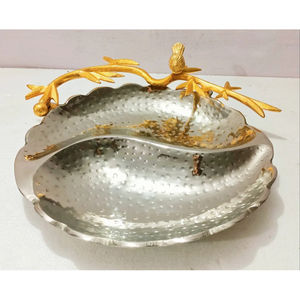 Suministros de accesorios para Hotel, bandeja decorativa de acero inoxidable para servir con mango Floral, aperitivos, postre, servidor, platos de artículos - Product Image 6