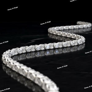 Oval Cut Diamond <b>Tennis</b> Neckless Iced Out <b>Silver</b> Tone Luxury Hip Hop Bling Jewelry For Men And Women Statement Neckless Gift - Product Image 3