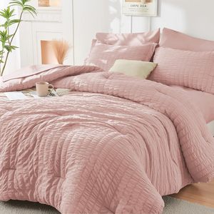 Hồng đôi Nữ Hoàng Vua Comforter Bộ seersucker 7 <span class=keywords><strong>c</strong></span>ái tất <span class=keywords><strong>c</strong></span>ả <span class=keywords><strong>c</strong></span>á<span class=keywords><strong>c</strong></span> mù<span class=keywords><strong>a</strong></span> bộ đồ giường thiết lập với <span class=keywords><strong>comforters</strong></span>, tấm, vỏ gối, shams - Product Image 6