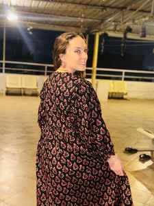 Hand Block Printed Floral Cotton Midi <b>Dress</b> <b>Boho</b> Casual <b>Summer</b> <b>Dress</b> - Product Image 5