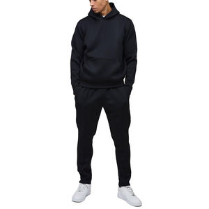 Survêtement slimfit pour hommes pull à capuche noir 2 pièces survêtement de fitness pour hommes - Product Image 4