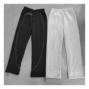 OEM Cotton <b>Tracksuits</b> Sweatsuit Hoodie Patchwork Pant <b>Tracksuit</b> Men's Stacked Joggers Flared Men Two Pieces Jogger Sets in Brown - Product Image 6