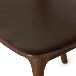 Chaise de salle à manger de luxe en bois massif de teck avec cuir simulé de style nordique italien pour restaurants hôtels villas salons - Product Image 2