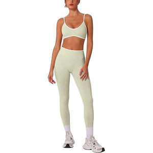 Ensemble de yoga, leggings taille haute sans couture et soutien-gorge assorti, extensible, respirant, vêtements de sport pour femmes, salle de sport - Product Image 1