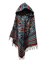 Poncho à capuche en laine acrylique grande taille pour femme, style bohème à volants, collection mode hiver, artisanat Rawat, coupe ample