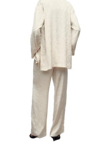 Pantalon texturé beige en coton de qualité supérieure pour femmes Pantalon en coton respirant pour un usage quotidien disponible à bas prix - Product Image 3