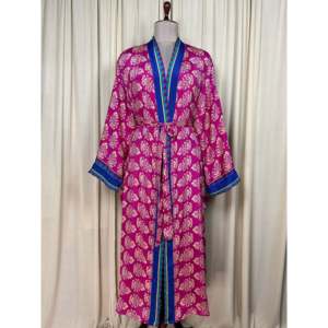 Recycled Silk Sari Women's Boho Chic Vintage <b>Beach</b> Cover Dress <b>Robe</b> for Resort Wear Gypsy House Kimono for Lounge Swimsuit - Product Image 1